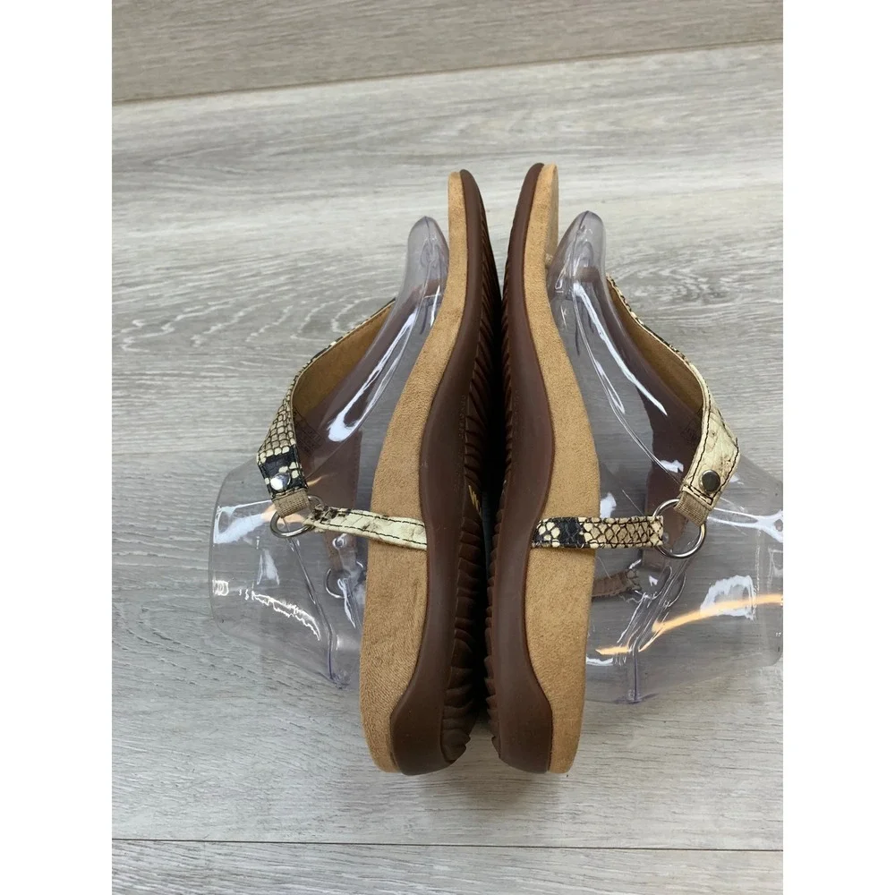Vionic Kirra Women's Snake Print Leather Sandals Brown 9 Comfort Casual Shoes
